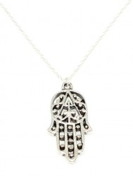 Silver Hamsa Faith Design Necklace - 3