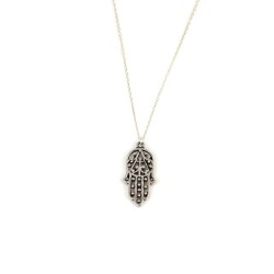 Silver Hamsa Faith Design Necklace - Nusrettaki (1)