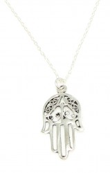 Silver Helping Hand Design Necklace - Nusrettaki