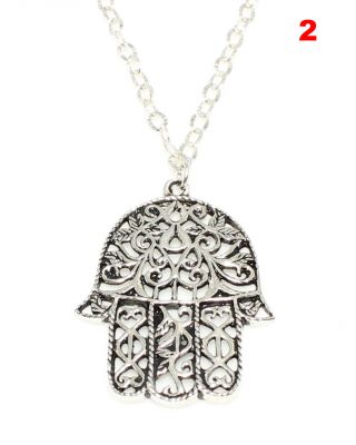 925 Ayar Gümüş Desenli Fatma Eli Modeli Kolye - 2