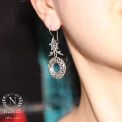 Silver Hoop Design Earrings - Nusrettaki