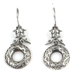 Silver Hoop Design Earrings - Nusrettaki (1)