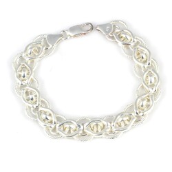 925 Ayar Gümüş Desenli Hallow Örgü Bileklik - Nusrettaki