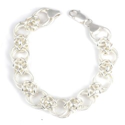 925 Ayar Gümüş Desenli Hallow Zincir Bileklik - Nusrettaki