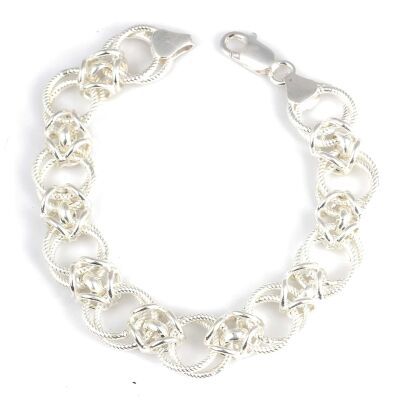 925 Ayar Gümüş Desenli Hallow Zincir Bileklik - 1