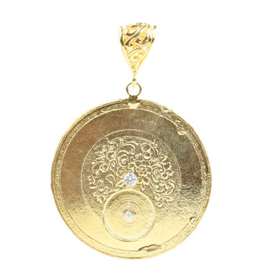 925 Ayar Gümüş Desenli Madalyon Kolye Ucu - 6
