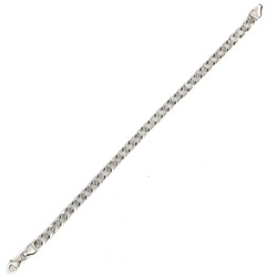 925 Ayar Gümüş Desenli Oval Gurmet Mat Zincir Bileklik - 3