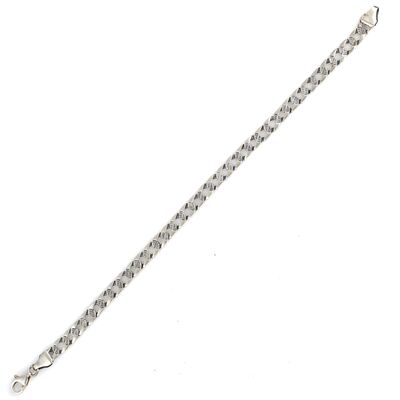 925 Ayar Gümüş Desenli Oval Gurmet Mat Zincir Bileklik - 3