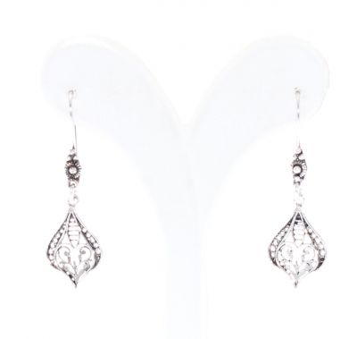 925 Sterling Silver Teardrop Filigree Earrings - 3