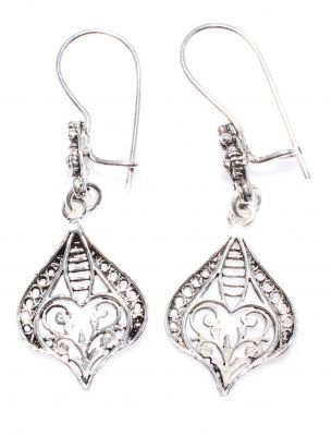 925 Sterling Silver Teardrop Filigree Earrings - 2
