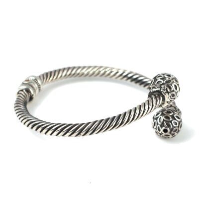 925 Ayar Gümüş Desenli Toplu Burma Bilezik - 3