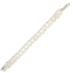 925 Ayar Gümüş Desenli Ve Düz Samanyolu Bileklik - 3