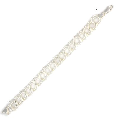 925 Ayar Gümüş Desenli Ve Düz Samanyolu Bileklik - 3