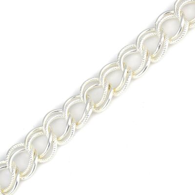 925 Ayar Gümüş Desenli Ve Düz Samanyolu Bileklik - 2