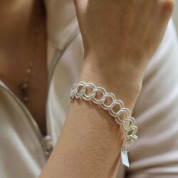 925 Ayar Gümüş Desenli Ve Düz Samanyolu Bileklik - Nusrettaki