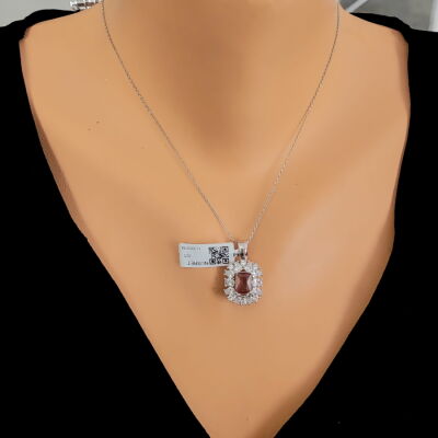 925 Ayar Gümüş Dikdörtgen Anturaj Taşlı Kolye - 1