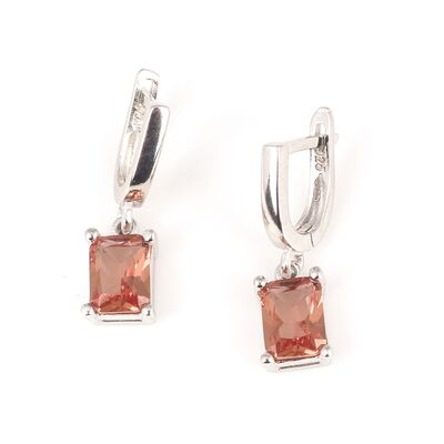 925 Ayar Gümüş Dikdörtgen Zultanit Taşlı Küpe - 1