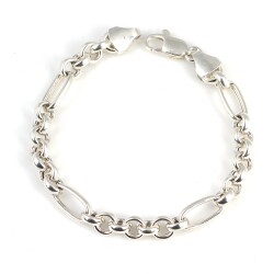 925 Ayar Gümüş Doch Zincirli Şarnel Bileklik - Nusrettaki