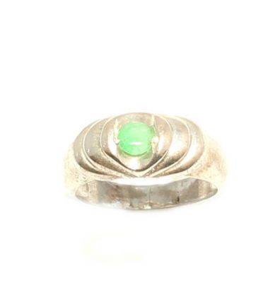 925 Ayar Gümüş Yeşil Taşlı Döküm Yüzük - 5