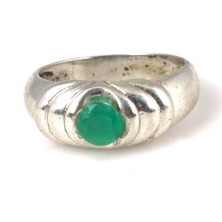 925 Ayar Gümüş Yeşil Taşlı Döküm Yüzük - 3
