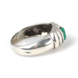 925 Ayar Gümüş Yeşil Taşlı Döküm Yüzük - 4