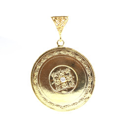 925 Ayar Gümüş Dörtgen Çiçekler Madalyon Kolye Ucu - Thumbnail