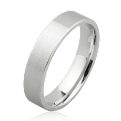 925 Sterling Silver Engagement Ring White color Flat Matt White 5 mm - Nusrettaki