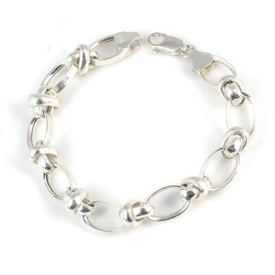 925 Ayar Gümüş Düz Astar Şarnel Bileklik - 1