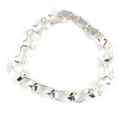 925 Ayar Gümüş Düz Burgu Model Bileklik - 1