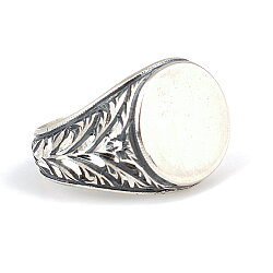 925 Ayar Gümüş Düz Yuvarlak El Kalemli Erkek Yüzüğü - Nusrettaki (1)