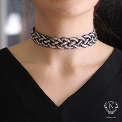 925 Ayar Gümüş El işi Kazaz Kolye - 1