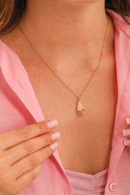 925 Sterling Silver Hand Design Necklace - 1