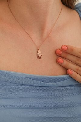 925 Sterling Silver Hand Design Necklace - 5