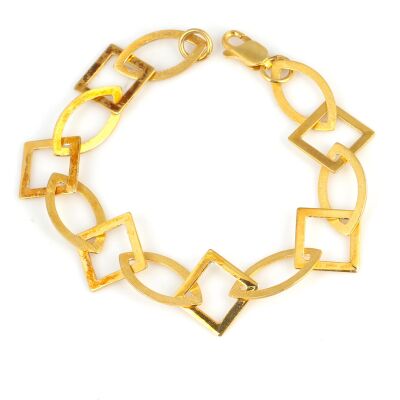 925 Ayar Gümüş Elips Ve Kare Parçalı Bileklik - 1