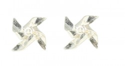 925 Silver Handcrafted Windmill Design Button Earrings - Nusrettaki