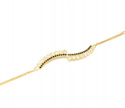 925 Sterling Silver Es Model Stone Bracelet, Yellow - 3