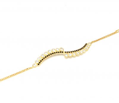925 Sterling Silver Es Model Stone Bracelet, Yellow - 3