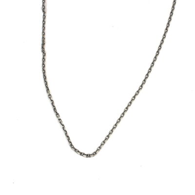 925 Ayar Gümüş Eskitme Model Siyah Forse Zincir - 2