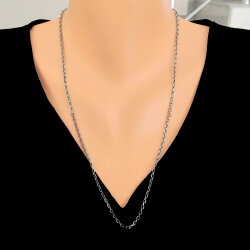 925 Ayar Gümüş Eskitme Model Siyah Forse Zincir - Nusrettaki