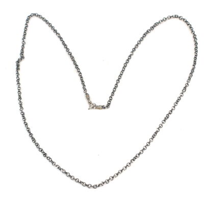 925 Ayar Gümüş Eskitme Model Siyah Kalemli Halka Zincir - 4