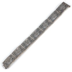 925 Ayar Gümüş Çiçek Motifli Paftalı Bileklik - Nusrettaki (1)