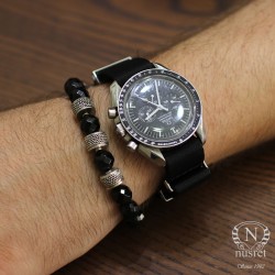 925 Ayar Gümüş Fasetli Oniks Doğal Taşlı Erkek Bilekliği - 5