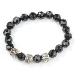 925 Ayar Gümüş Fasetli Oniks Doğal Taşlı Erkek Bilekliği - 4