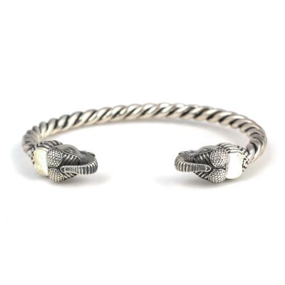 925 Ayar Gümüş Fil Başı Burgu Kol Erkek Bileziği - 2