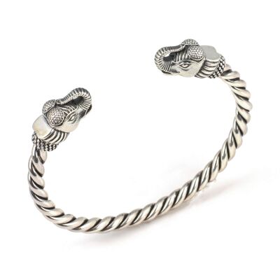 925 Ayar Gümüş Fil Başı Burgu Kol Erkek Bileziği - 1