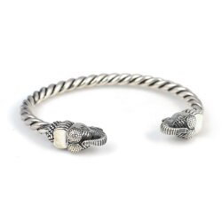925 Ayar Gümüş Fil Başı Burgu Kol Erkek Bileziği - 3