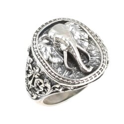 925 Ayar Gümüş Fil Başı Kabartmalı Yüzük - Nusrettaki