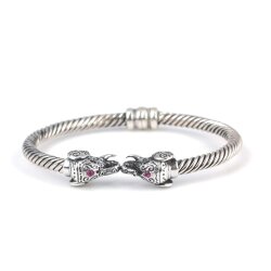 925 Ayar Gümüş Fil Başı Yaylı Burgu Kol Erkek Bileziği - Nusrettaki (1)