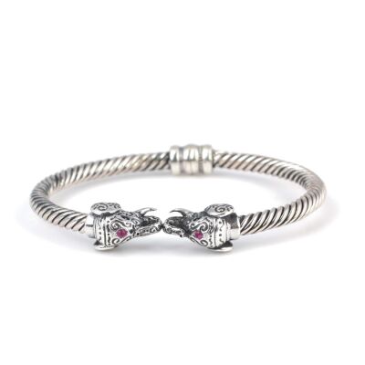 925 Ayar Gümüş Fil Başı Yaylı Burgu Kol Erkek Bileziği - 2