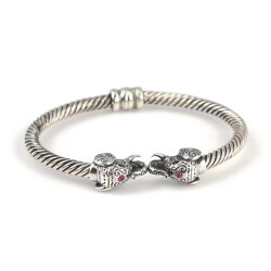 925 Ayar Gümüş Fil Başı Yaylı Burgu Kol Erkek Bileziği - 3